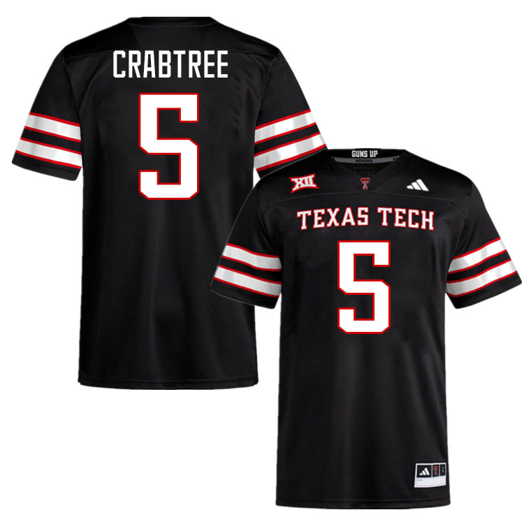 #5 Michael Crabtree Texas Tech Red Raiders Jerseys College Football Uniforms Stitched-Black